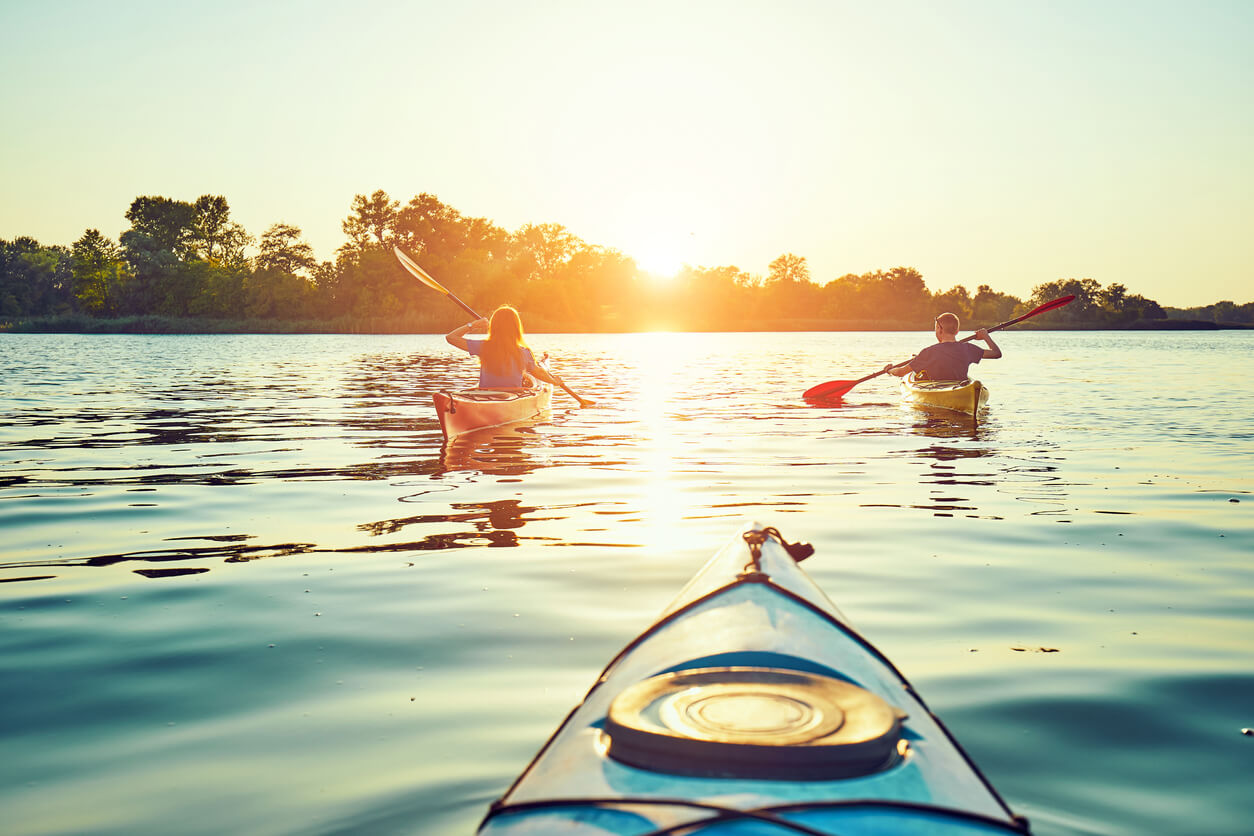 People kayaking on the lake