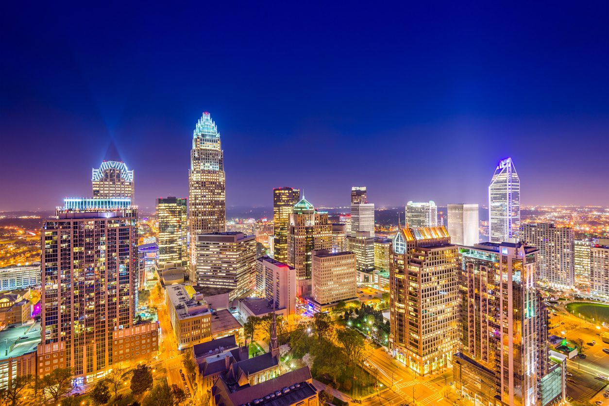 Charlotte Uptown Skyline at night